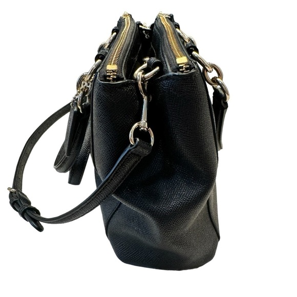 Coach Mini Christie Carryall Bag Black Crossgrain Leather Handbag Crossbody - Picture 7 of 16